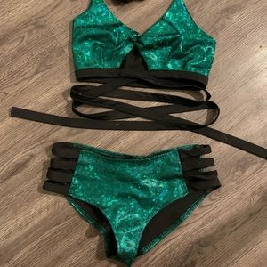 Green Strappy Rave Set